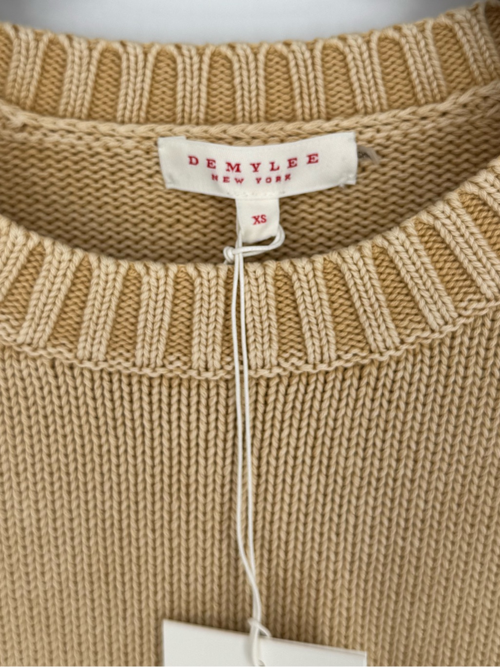 Demylee Nwt 100% Cotton Short Sleeve Knit Sweater Camel Tan Small Quiet Luxury — image 6 of 7